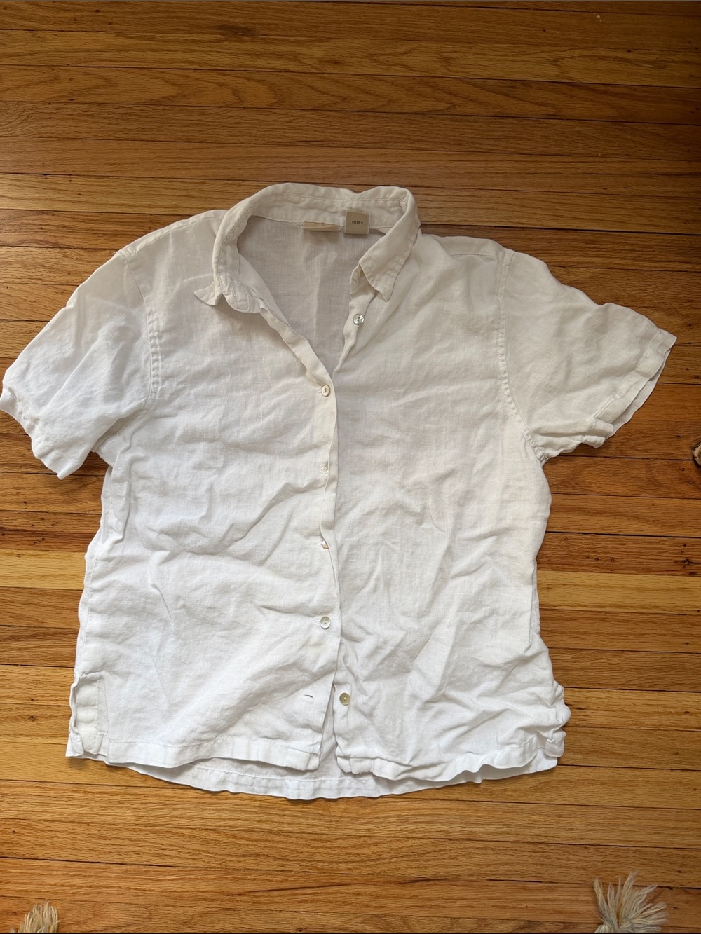 White Linen Button-Down Shirt
